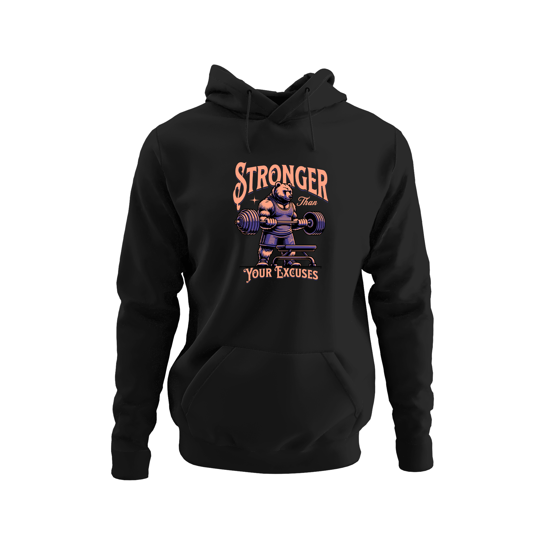 Alfaq Stronger than Your Excuses - Gym Bear Hoodie